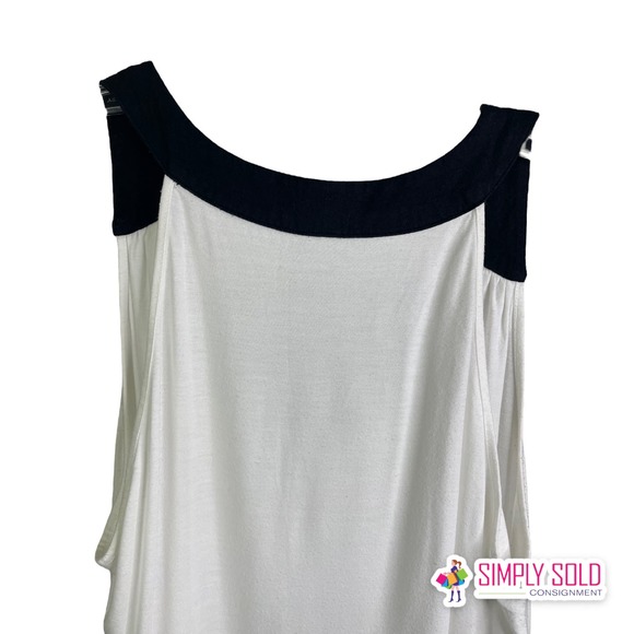 Banana Republic Women's Tank Top Shirt White Black Soft Basic Summer V-Neck L - Picture 5 of 8